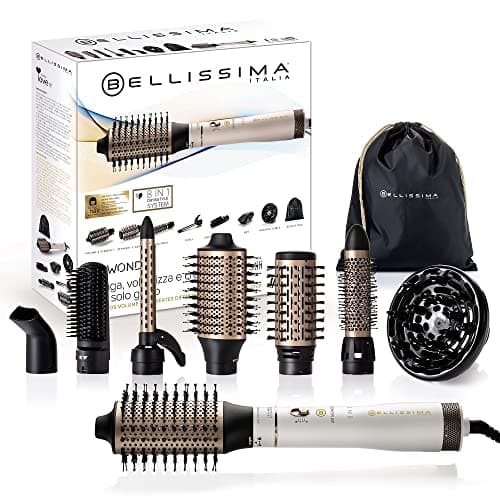 Image of Bellissima Air Wonder 8-in-1 Hot Air Styler – Ionic Hair Dryer with 8 Versatile Attachments for Curling, Volumizing, Straightening, Smoothing, and Styling – Fast Heat-Up, 1000W Power, All Hair Types