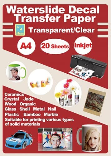 Image of Rolurious A4 Inkjet Water Slide Decal Paper 20 Sheets Transparent Clear DIY for Inkjet Printer