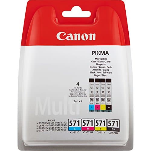 Image of Canon CLI-571 C M Y BK Pack of 4 cartridges (Black Cyan Magenta Yellow) Genuine Canon (Plastic Pack )