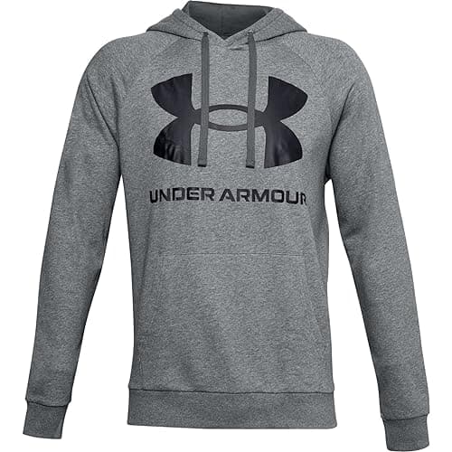 Image of Under Armour Men's Rival Fleece Big Logo Hd T Shirt, Pitch Gray Light Heather Black (012), M UK