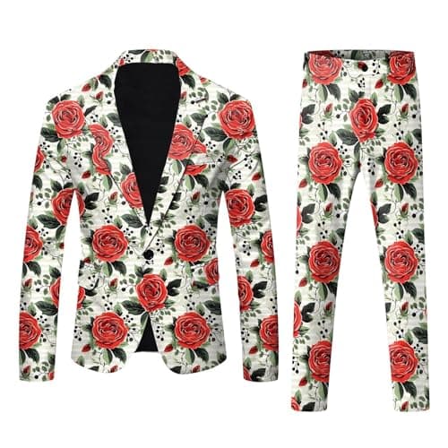 Image of RUMAOZIA Rainbow Suits 2-Piece Men's Suit Jacket and Suit Trousers Neon Coloured Blazer Trousers Suits Slim Fit Men's Suit Two Piece Party Men's Suits Carnival Costume Rainbow Funky Suits Suit, Z01