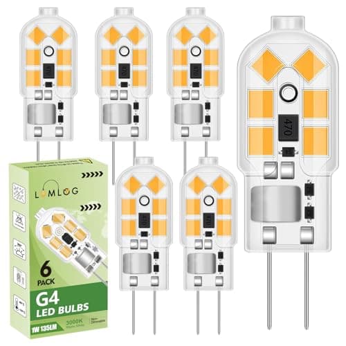 Image of Lumlog G4 LED Bulbs 1W, AC/DC 12V, Warm White 3000K, Equivalent 20W G4 Halogen Lamp, 135LM, No Flickering Energy Saving Capsule Light Bulb for Home-Lighting 6 Pack [Energy Class E]