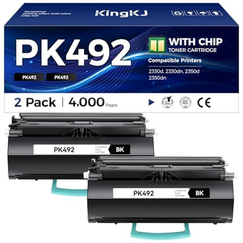 Image of KingKJ PK492 Black Toner Cartridge 2-Pack High Yield Replacement for Dell 2330 2350 PK492 Toner Compatible with Dell 2330d 2330dn 2350d 2350dn Laser Printer Ink All-in-One Copier Copy（2,000 Pages）