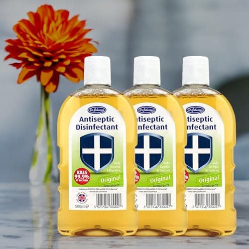 Image of 3 x 500ml Dr Johnsons Antiseptic Disinfectant Original liquid- kills 99.9% of germs and bacteria on surfaces throughout your home(1500ml)