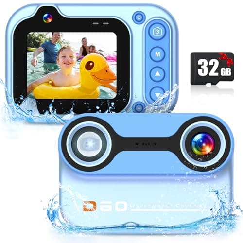 Image of Kids Camera Waterproof, 10FT/3M Underwater Camera for Kids 48MP 1080P HD 10X Digital Zoom with 2.4" IPS Screen, Children Digital Action Camera with 32GB Card