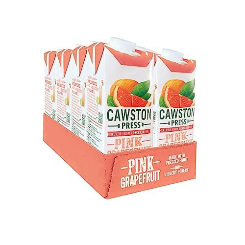 Image of Cawston Press Pink Grapefruit Juice 100% Pressed, All Natural, Vegan, No Added Sugar, 1 Litre Cartons (Pack of 8)
