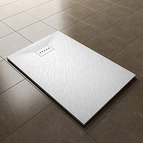 Image of ELEGANT 1200 x 900mm Slip-Resistance Shower Base Slate Effect Square Shower Enclosure Tray with Waste and Resin Cover Grate