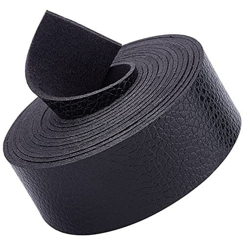 Image of GORGECRAFT Black Leather Strap Strip 1 Inch Wide 79 Inch Long Lychee Pattern Leather Belt Strips Wrap Single Sided Flat Cord for DIY Crafts Projects Clothing Jewelry Wrapping Making Bag