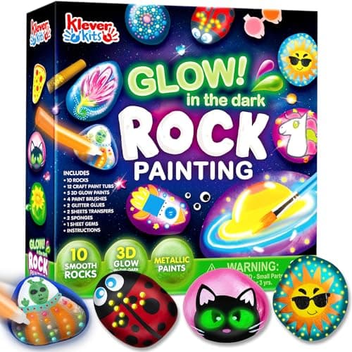 Image of JOYIN Rock Painting Kit- Glow in The Dark Rock Kit, Arts and Crafts for Kids Ages 6-12, Art Supplies Toy, Kids Craft Paint Kits, Arts & Crafts for Boys Girls Birthday Party Gift Toy
