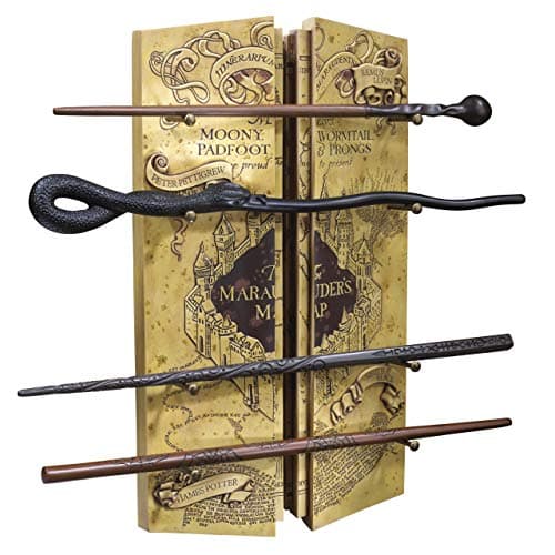 Image of The Noble Collection Harry Potter Marauders Wand Set With Display Stand - 31.5in (43cm) 4 Wizard Wands With Marauders Map Display Stand - Officially Licensed Film Set Movie Props Wands Gifts