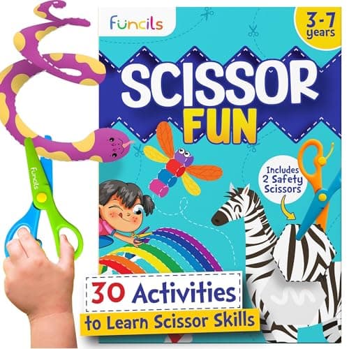 Image of Funcils Toddler Scissor Skills - Art Supplies & Crafts Kit for Kids, Safety Scissors, Fine Motor Toys, Montessori Gifts for Boys & Girls Ages 3, 4, 5, 6, 7 Year Old, Preschool Learning Activity Books