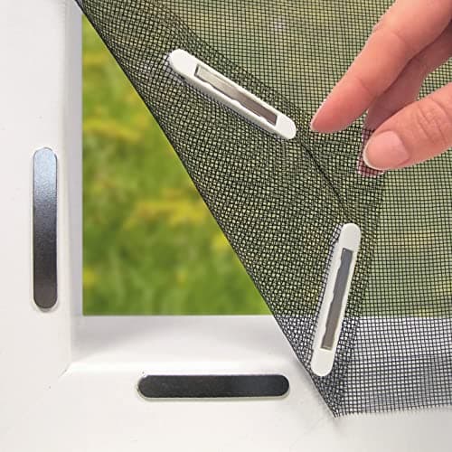 Image of Hoberg Window Fly Screen with Innovative Magnetic Fastening | Fly net can be Individually Cut to Size up to 150 x 130 cm, no Drilling or screwing | Attach Mosquito net with 16 Magnets [Black]