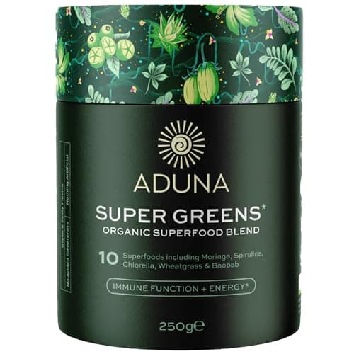Image of Aduna Organic Super Greens Blend | 100% Natural Superfood Powder for Immune Support & Energy | Stir-in Blend with 10+ Superfoods, Moringa & More | Vegan Powder for Smoothies, Shakes & Yoghurt | 250g