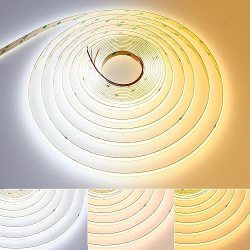 Image of GOMING 24V 10M CCT Tunable White COB LED Strip Lights 2700-6500K 624LEDs/M CRI 93+ High Brightness No-Waterproof IP20 LED Tape Lights for DIY Home Decor(Controller and Power Supply Not Included)