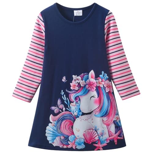 Image of VIKITA Girls Dress Rainbow Long Sleeve Embroidery Star Age 3-4 Years Lh7676