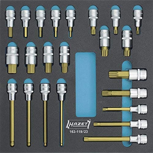 Image of HAZET 163-119/23 Internal Serration Profile XZN Screwdriver Socket Set - CVD-Tin Coated