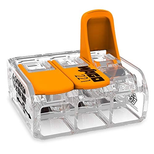 Image of WAGO COMPACT Splicing Connector; all conductor types; max. 6 mm²; 3-conductor; with levers; transparent housing; Surrounding air temperature: max 85°C (T85); 6,00 mm²; transparent, 221-613 (30 pcs)