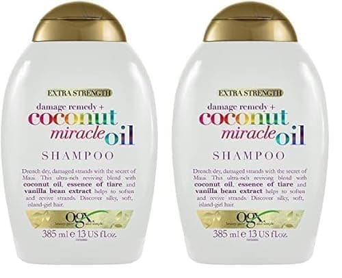 Image of OGX Coconut Miracle Oil Shampoo for Damaged Hair, 385ml (Pack of 2)