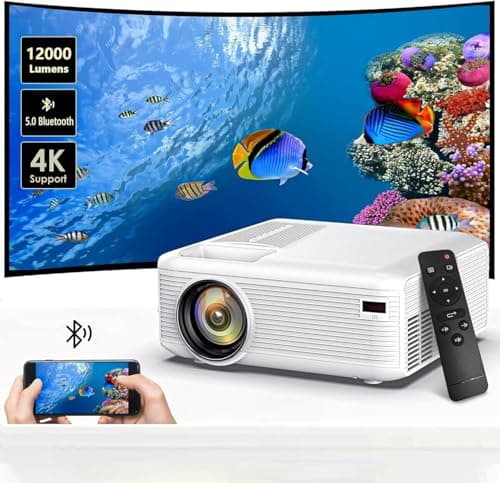 Image of Mini Projector | 4K Support 200" Giant Screen | 500 ANSI Lumens, Bluetooth 5.2 | Portable Outdoor Movie Projector Compatible with TV Stick/Phone/HDMI/PC | Built-in HiFi Speaker | indoor & outdoor use