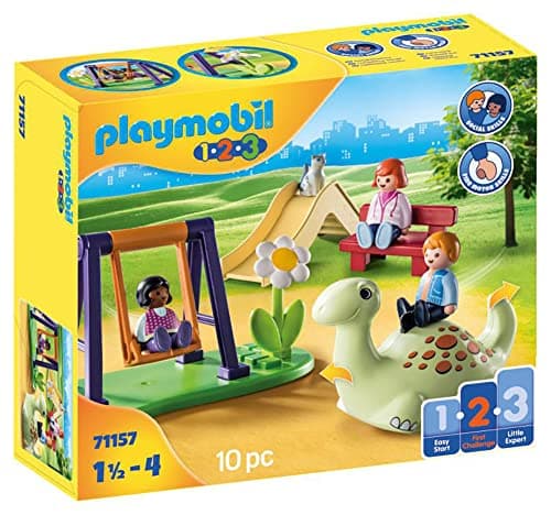 Image of Playmobil 71157 1.2.3 Playground, with Swing and Slide, Early Development, Fun Imaginative Role-Play, PlaySets Suitable for Children Ages 4+