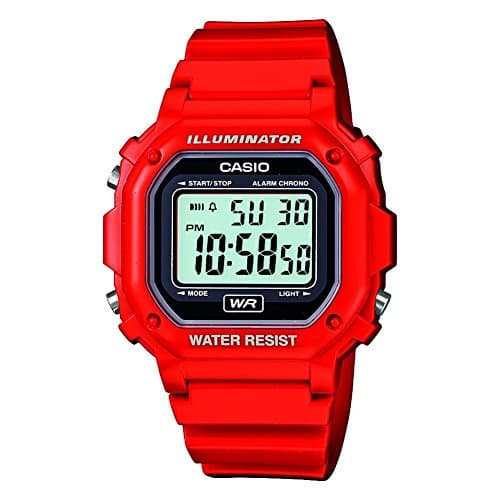 Image of Casio Unisex F-108WH-1ACF Big Square Digital Display Quartz Black Watch, Red, Classic