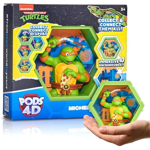 Image of WOW! PODS - 4D Ninja Turtles Michelangelo, Unique Connectable Collectable Bobble-head figure that Bursts from their World into Yours, Wall or Shelf Display, Series 1 no. 432