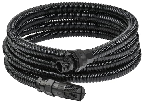 Image of VEATON 4m Suction Hose Kit, Including Non-Return Valve and Compatible to G1, G1-1/4 Thread Corrugated Pipe 4m Long, Water Inlet Hose Set, Aspiration Hose for Garden Booster Pressure Pump
