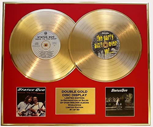 Image of STATUS QUO/DOUBLE CD GOLD DISC & PHOTO DISPLAY/LTD. EDITION/COA/ROCK 'TIL YOU DROP & THE PARTY AIN'T