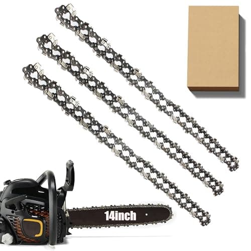 Image of 3 Pack Chainsaw Chain for 14 Inch (35cm) Bar, 3/8" LP 52 Drive Links 0.050" Gauge, Replacement Chain fits for Husqvarna, Hyundai, Einhell, McCulloch, Ryobi and More (91P052X3) and Other Chainsaws