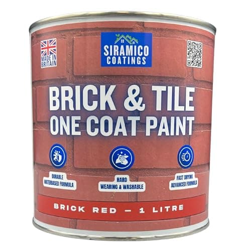 Image of SIRAMICO COATINGS Brick & Tile Paint | 1L - Red | Matt Finish | Interior & Exterior Surfaces for Brick, Tile, Concrete & Stone