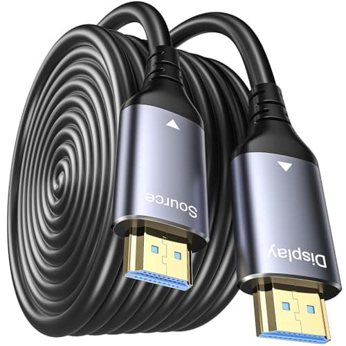 Image of WTPGTI Long 8K Fiber Optic HDMI Cable 15m, 2.1 Unidirectional 48Gbps Ultra High-Speed Slim HDMI Braided Cord 8K60Hz 4K120Hz HDR/eARC HDCP 2.2/3D Compatible for PS5 and DVD Player
