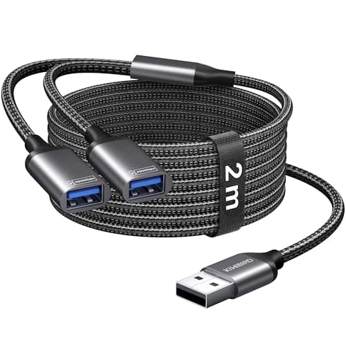 Image of KiwiBird USB Splitter 2 Port, Double USB Adapter A Splitter Cable Extension 2M for Data Transfer Power Charging Compatible with Laptop Mac PS4 PS5 Flash Drive Keyboard Mouse Printer