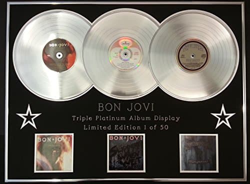 Image of BON JOVI/TRIPLE PLATINUM ALBUM DISPLAY/7800 FARENHEIT + SLIPPERY WHEN WET + NEW JEARSY/COA