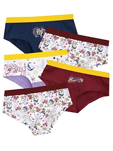 Image of Harry Potter Girls Hogwarts Knickers Pack of 5 Multicoloured 6 to 7 Years