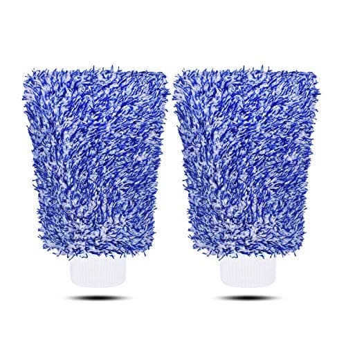 Image of Mokani Microfiber Car Wash Mitt Cleaning Gloves Equipment Sponges, 2 Sets Professional Scratch Free Polishing Cleaning Mitts,Blue