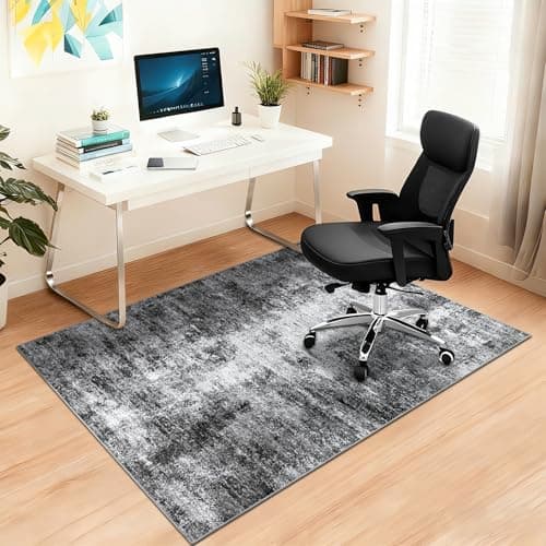 Image of Capslpad Office Chair Mats for Hardwood Floor 120x150cm Non-Slip Modern Abstract Home Multi Purpose Chair Mat Low Pile Floor Protectors Computer Chair Carpet Mat for Tile Laminate Rolling Chair, Black