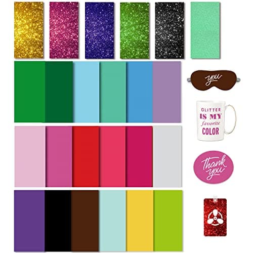 Image of Transfer Ink Sheets for Heat Press Machine, Solid Color Transfer Paper Sublimation for Cricut Mug Press, 24pcs, 4.5"x12" Glitter Pre-Inked Sublimation Paper for T-Shirts Cup Coasters Mug