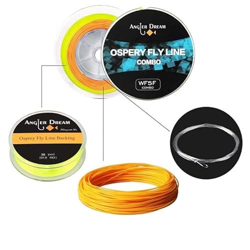 Image of ANGLER DREAM 100FT WF3F WF5F WF8 Fly Fishing Line Combo Weight Forward Fly Line with Braided Backing Tapered Leader Preload Line with Welded Loop (ORANGE, WF5F)