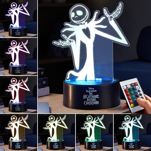 Image of Get Trend Disney The Nightmare Before Christmas LED Night Light, Bedside Table Desk Lamp, USB & Battery-Powered Lamp 16 Colours 4 Modes, Bedroom Decor (Multi Jack Skellington)