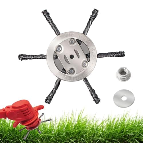 Image of JAMSSOW Steel Wire Grass Trimmer Head, 6 inchs Universal Solid Steel Wire Brush Strimmer Head, Strimmer Attachments for Lawn Rotating Replacement Tool, Garden Moss Rust Weed Removal(6 Head)