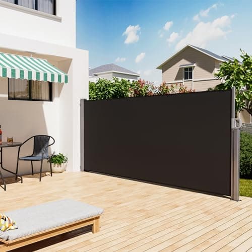 Image of The Fellie Retractable Side Awning 4M, Privacy Outdoor Garden Screening, Sun And Rain Protector Balcony Screen Fence Panels For Patio, Pool, Terrace Wind Screens Divider, Dark Grey, 4 X 1.6M