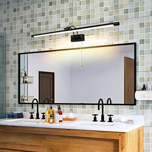 Image of MantoLite LED Modern Bathroom Vanity Light Fixture Matte Black 90CM 16W Cabinet Over Mirror Light, Indoor Lighting Wall Light with Ajustable Arm for Hotel Bedside 3000K Picture Lights