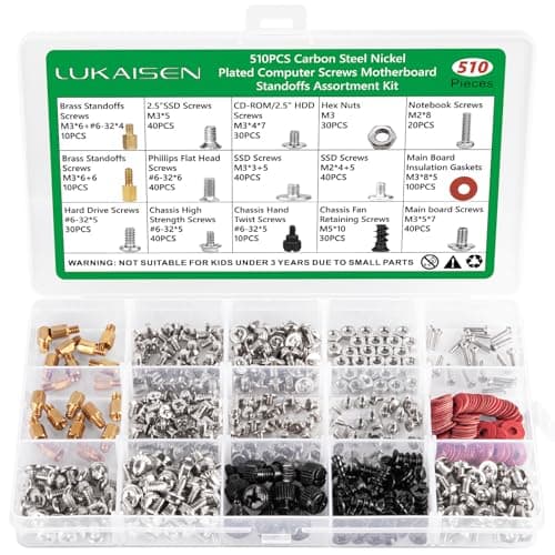 Image of 510 Pcs Computer Screw Assortment Kits, PC Motherboard Spacers Screws #6-32 Male to M3 Female Standoffs Sets for Hard Drive Fan Power Graphics Chassis SSD CD-ROM Computer Repair Screws