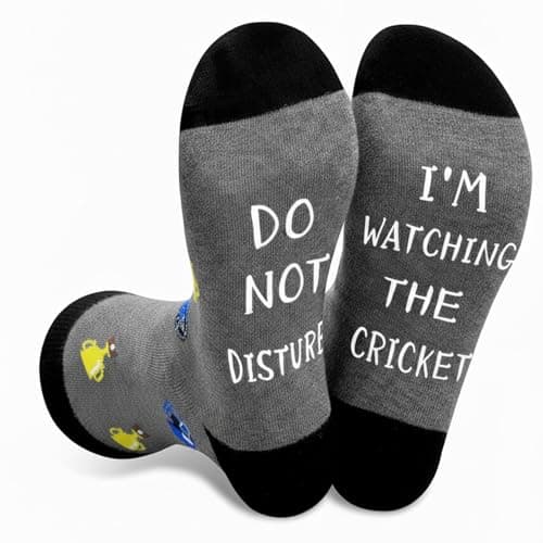 Image of ZQIN Cricket Socks, Novelty Cotton Socks Sizes 39-46, Original and Funny Gift Idea for Birthdays, Christmas, Father's/Mother's Day (Grey)