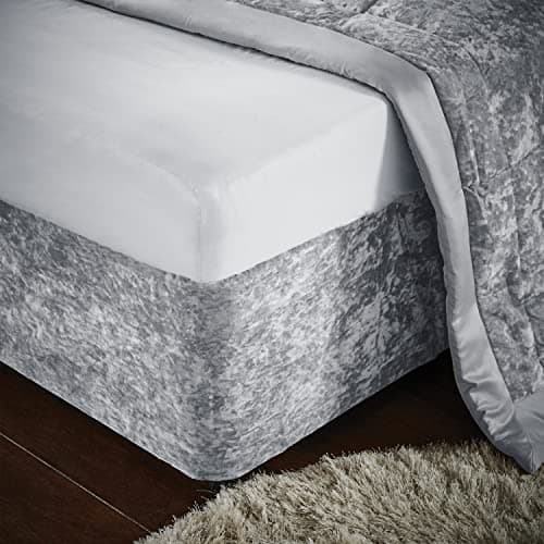 Image of Catherine Lansfield Crushed Velvet King Divan Base Wrap Silver BD/46254/W/BWRAPK/SI