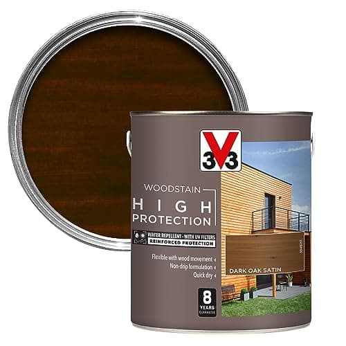 Image of V33 High Protection Woodstain - 8-Year Guarantee - UV Filters - Water-Repellent - Quick-Drying - Only 2 Coats - Dark Oak 2.5 litres
