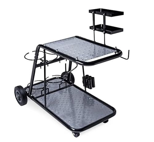 Image of Heavy Duty Steel Welding Cart for MIG, TIG and Plasma Cutters, Mobile Workshop Trolley with Multi-Shelf Storage, Holds 2 Welders