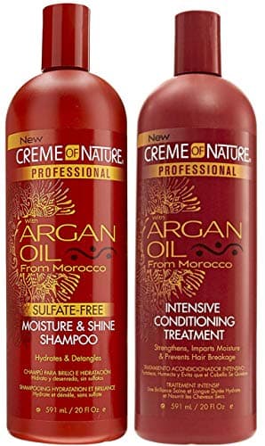 Image of Creme of Nature Argan Oil Sulfate-Free Moisture & Shine Shampoo 591ml & Argan Oil Intensive Conditioning Treatment 591ml