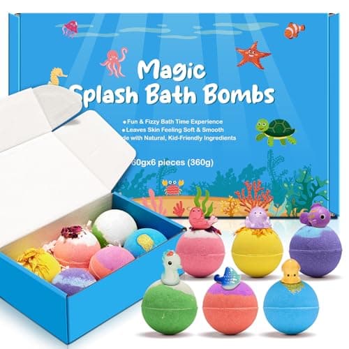 Image of Animal Surprise Bath Bombs for Kids, 6PCS Kids Bath Bomb, Cocoa Butter and Shea Butter Essential Oil Bath Bombs Gift for Boys and Girls Bathing, Bubble Bath for Kids, Hidden Suprise Toys