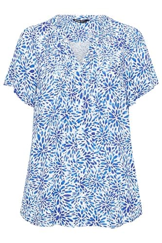Image of Yours Curve Floral Pintuck Blouse - Women's - Plus Size Curve Blue